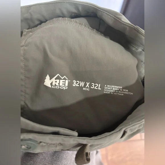 REI Mens Hiking Lightweight Hiking Pants Olive Green Grey Outdoor Durable - Picture 6 of 7